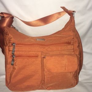 BAGGALLINI EUC SATCHEL ORANGE WITH PINK INTERIOR